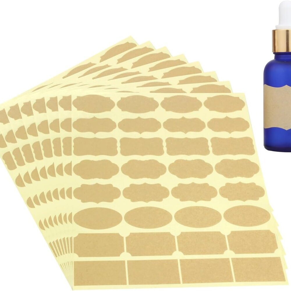 Fancy Shape Kraft Label Stickers, Self Adhesive Gift Tag Stickers Blank Writable